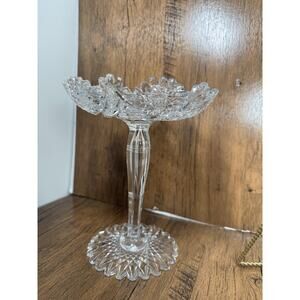 Antique American Brilliant Period Cut Glass Compote Candy Dish 8” Tall